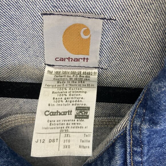 Vintage 90s Carhartt Denim Biker Jacket Mens 3XL Tall Hell On Wheels USA J12 DST - Picture 3 of 12